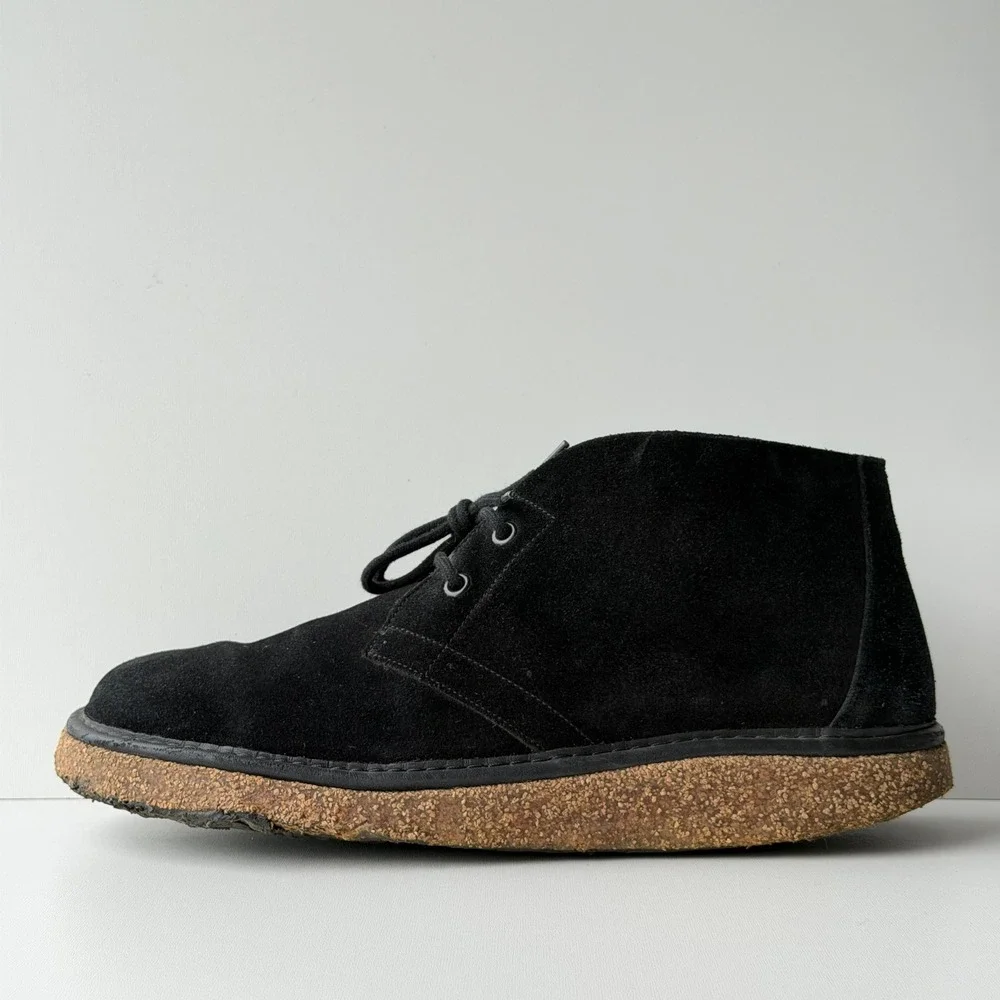 Birkenstock Dundee Plus Chukka Boots Mens 45 Black Suede Cork Sole Lace Up Shoes